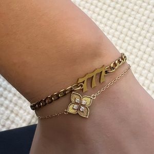 Angel number gold bracelet 777